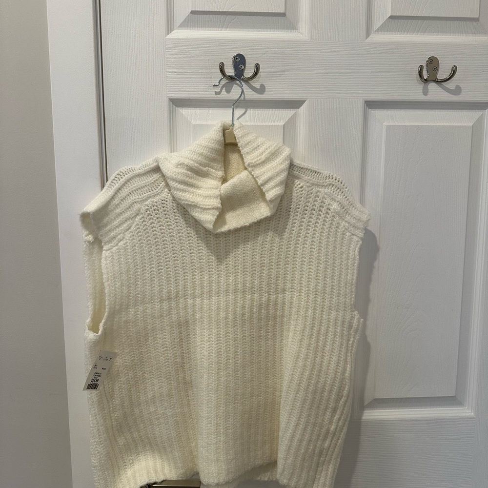 Cream Ribbed Knit Cowl Neck Top
